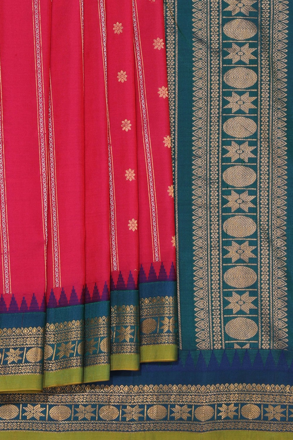 Image of Gadwal Silk Pink Saree